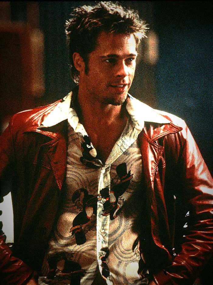 Tyler Durden penguin print shirt detail